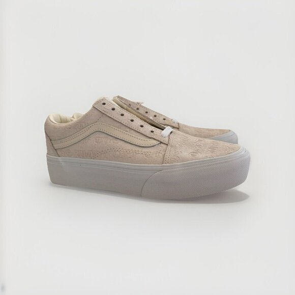 Womens Vans Sneakers Old Skool Platform Deboss Off The Wall White Size 7.5 NEW - Picture 2 of 8